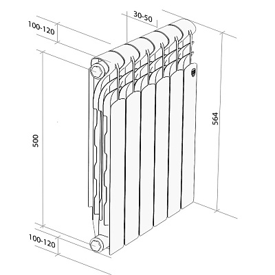 Биметаллический секционный радиатор отопления Royal Thermo Revolution Bimetall 500 / 4 секции