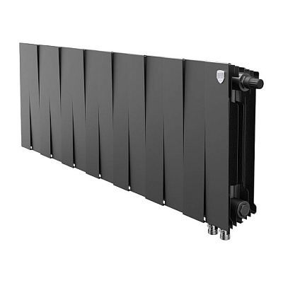 Биметаллический секционный радиатор отопления Royal Thermo PianoForte Noir Sable 300 / 14 секций нижнее правое подключение