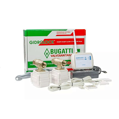 Комплект защиты от протечек воды GIDROLOCK WIFI BUGATTI 1/2 (с кранами 12 V) (36201021)
