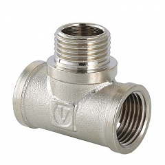 Тройник VALTEC 1/2 (VTr,132,N,0004) внутренняя-наружная резьба, никелированная латунь