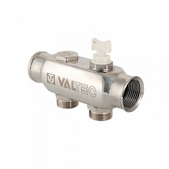 Коллектор VALTEC из нерж. стали, с м-о расст вых. 50мм, 1х 4 вых. 3/4 Евроконус