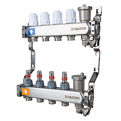 Коллекторная группа VALTEC НЕРЖ с регул. клап. и расх., 1х3 вых. Евроконус 3/4