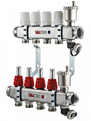 Коллекторная группа VALTEC НЕРЖ со встр. расх. в сборе, 1х5 вых. Евроконус 3/4 VTc.586.EMNX.0605