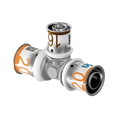 Тройник редукционный Uponor S-Press PLUS 20 x 16 x 16 мм, 10 бар, латунь