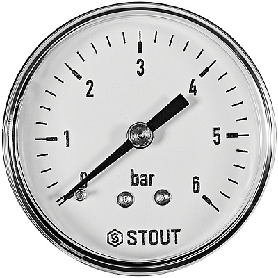 Манометр Stout аксиальный, Dn 50 мм 1/4 , 0...6 бар, кл.2.5