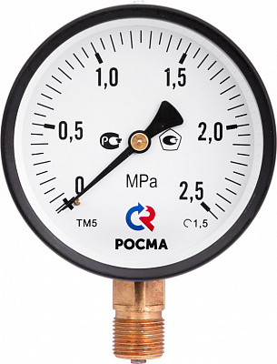 Манометр Росма TM-510P Ду 100 с нижним подключением (150 ) 1/2, 0-16 бар