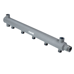 Коллектор VALTEC из стальной трубы DN 40 с межосевым расстоянием выходов 100мм, 1 х 7 выходов 1/2 НР