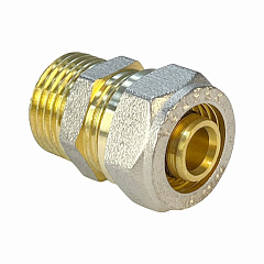 Соединитель Valfex для труб PE-RT/Al/PE-RT, обжимной с переходом на НР 16 x 1/2 дюйма