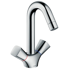 Смеситель для раковины Hansgrohe Logis, двуручный, без донного клапана, хром