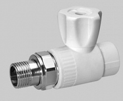 Кран шаровой полипропиленовый Kalde прямой комбинированный, 20 x 1/2, американка