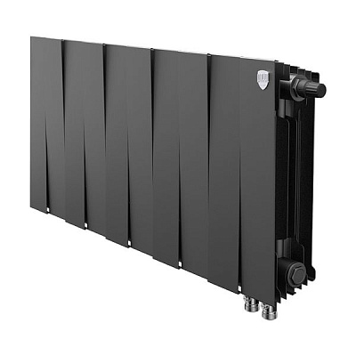 Биметаллический секционный радиатор отопления Royal Thermo PianoForte Noir Sable 300 / 10 секций нижнее правое подключение