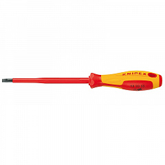 Отвертка KNIPEX SL4.0x0.8 шлицевая VDE, длина лезвия 100 мм, 202 мм, диэлектрическая, 2-компонентная рукоятка