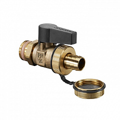 Кран шаровой Oventrop Optiflex KFE, DN 15 PN 10, с колпачком и штуцером для шланга