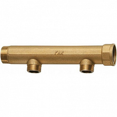 Коллектор FAR 1 1/4 (НР-ВР) с 2 отводами 3/4 НР (межосевое 100 мм)