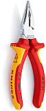 Плоскогубцы KNIPEX комб. острокон. с удл. губками VDE, рез: провол. ср. d 3 мм, твёрд. d 2 мм, кабель d 8 мм, L-145 мм, хром, 2К ручки, страх. крепл.