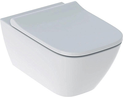 Унитаз подвесной Geberit безободковый Rimfree® Smyle Square в комплекте с сиденьем с плавным закрыванием SoftClose 500.683.01.1