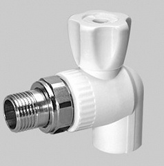 Кран шаровой полипропиленовый Kalde угловой комбинированный, 25 x 1/2, американка