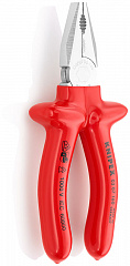 Плоскогубцы KNIPEX комб. VDE, рез: провол. ср. d 3.1 мм, твёрд. d 2 мм, кабель d 10 мм (16 мм?), L-160 мм, хром, 1К ручки
