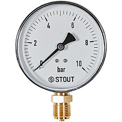 Манометр Stout радиальный, Dn 100 мм 1/2 , 0...10 бар, кл.2.5
