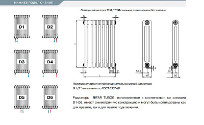 Стальной трубчатый радиатор отопления Rifar TUBOG TUB 3057-08-DV1 (Белый)