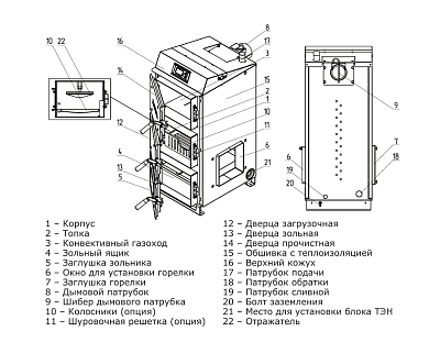 Твердотопливный напольный котел отопления ZOTA Forta 15 кВт