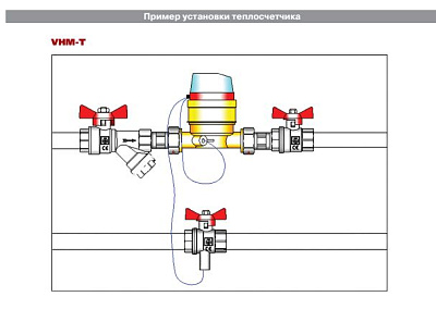 Теплосчетчик квартирный VALTEC VHM-T-20/2,5-МИ-О с тахометр. расходомером, M-BUS и имп. вых (на обр. труб.) Qn=2,5