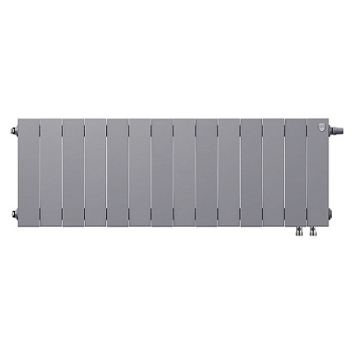 Биметаллический секционный радиатор отопления Royal Thermo PianoForte Silver Satin 300 / 14 секций нижнее правое подключение