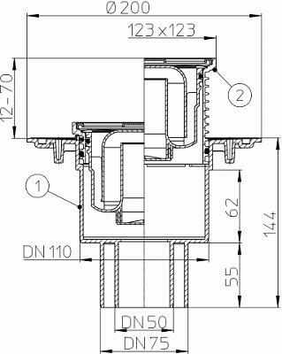 Трап HL 310N с решёткой в подрамнике