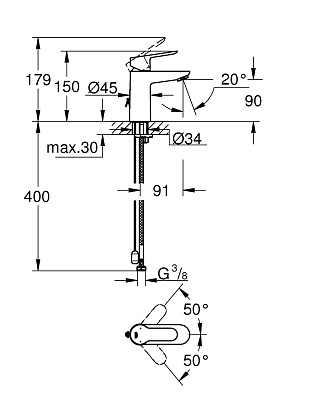 Смеситель для раковины Grohe BauEdge 23329000