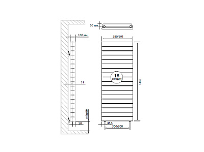 Биметаллический секционный радиатор отопления Royal Thermo PianoForte Tower Noir Sable 500 / 18 секций