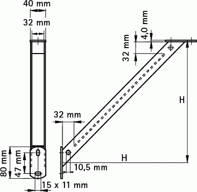 Подпорка для консоли Walraven BIS WM0, 1, 15, 2, 30 - 250 мм