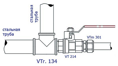 Тройник VALTEC 1/2 (VTr,134,N,0004) внутренняя-наружная резьба, никелированная латунь