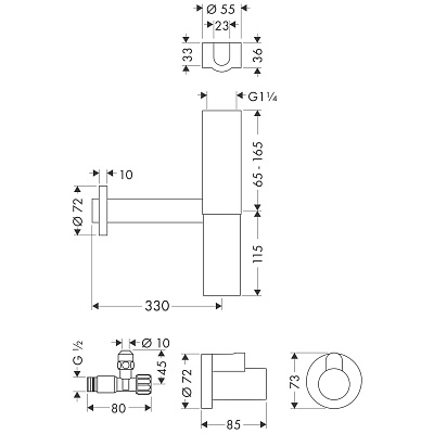 Сифон с угловым вентилем Hansgrohe Flowstar 52120000