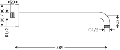 Кронштейн для верхнего душа Hansgrohe 389 мм 27446000