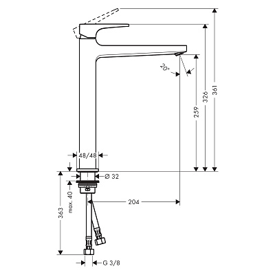 Смеситель для раковины чаши Hansgrohe Metropol 260, бронза