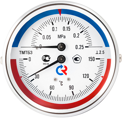 Термоманометр Росма ТМТБ-31T Dy 80 с задним подключением 1/2, 10 бар 0-120*
