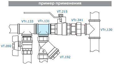 Тройник VALTEC 1/2 наружная резьба, никелированная латунь